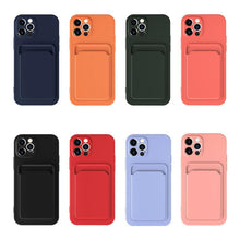 将图片加载到图库查看器,Card Pocket Protective Slim Wallet Case For iPhone 14 13 12 11 Pro Max Modern Bright Color iPhone Cover Lightweight Card Slot Design Simple Color Business Protective Case