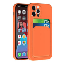 将图片加载到图库查看器,Card Pocket Protective Slim Wallet Case For iPhone 14 13 12 11 Pro Max Modern Bright Color iPhone Cover Lightweight Card Slot Design Simple Color Business Protective Case