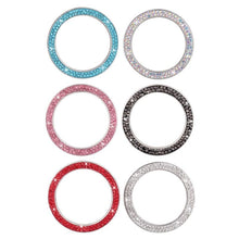 Load image into Gallery viewer, Cars One-Key Engine Start Stop Ignition Push Button Switch Cover Decorative Rhinestone Diamond Crystal Ring Car Parts Push to Start Button Cover Crystal Rhinestone Car Ring Emblem Sticker Bling Accessories for Women
