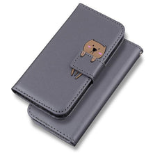 Load image into Gallery viewer, Cartoon Animal Cute Leather Wallet Flip Case Creative Magnetic Protective Cover Lovely Animal Flip Leather Phone Case For iPhone 13 12 11 Pro X XS XR Max Card Holder Funny Phone Cover