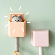 将图片加载到图库查看器,Cartoon Cat Hook Self Adhesive Dormitory Bedroom Door Hangers Hooks Key Umbrella Towel Cap Coat Rack Wall Animal Decoration Rack Non-Marking Hook Nail-Free Animal Hook Entrance Key Strong Sticking Hook