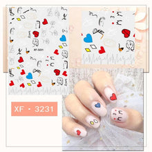 Load image into Gallery viewer, Cartoon Characters Plants Animals Forest Flowers Small Fresh Flowers 3D Nail Stickers Hyuna Style Nail Patch Waterproof Self Adhesive Nail Decals for Nail Art Decoration Including Hearts Stars Letters Bowknot Leaves Flowers Plants Fruits Butterflies