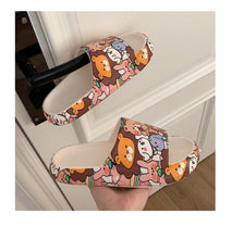 将图片加载到图库查看器,Cartoon Couple Fashion Bear Sandals Non-Slip Thick-Soled Indoor And Outdoor Slippers Men's Flip Flops Athletic Slide Sandals Flat Slip On Sandals For Women Summer Slippers