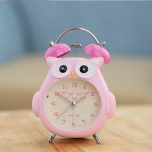 Load image into Gallery viewer, Cartoon Owl Mute Wake Up Table Clock Silent Analog Table Desk Small Clock with Night Light Battery Operated for Living Room Bedroom Kitchen Home Office Cute Ring Bell Metal Bedroom Quartz Alarm Clock With Night Light