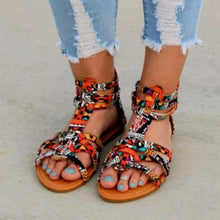 将图片加载到图库查看器,Casual Sandals Shoes Women Colorful Summer Flat Ankle Strap Sandals Shoes Flats Sandals For Women Dressy Strappy Flat Open Toe Sandals Wide Comfortable Leather Sandals