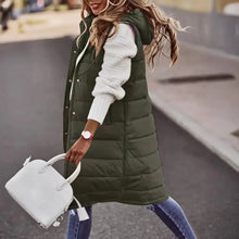Load image into Gallery viewer, Casual Sleeveless Long Button Front Hooded Coat Outerwear