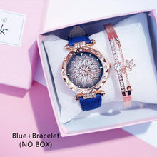 将图片加载到图库查看器,Casual Women Romantic Starry Sky Wrist Watch Bracelet Leather Rhinestone Designer Simple Dress Women's Watches Women Starry Sky PU Leather Strap Quartz Wristwatches For Woman Girls Teenagers