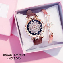 将图片加载到图库查看器,Casual Women Romantic Starry Sky Wrist Watch Bracelet Leather Rhinestone Designer Simple Dress Women's Watches Women Starry Sky PU Leather Strap Quartz Wristwatches For Woman Girls Teenagers