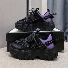 将图片加载到图库查看器,Casual Womens Blue Sneakers High Heels Platform Sports Shoes Autumn Thick Bottom Walking Breathable Vulcanized Shoes Luxury Tennis Sneakers Trainers Lace Up Fashion Design