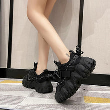 将图片加载到图库查看器,Casual Womens Blue Sneakers High Heels Platform Sports Shoes Autumn Thick Bottom Walking Breathable Vulcanized Shoes Luxury Tennis Sneakers Trainers Lace Up Fashion Design