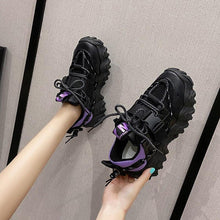 将图片加载到图库查看器,Casual Womens Blue Sneakers High Heels Platform Sports Shoes Autumn Thick Bottom Walking Breathable Vulcanized Shoes Luxury Tennis Sneakers Trainers Lace Up Fashion Design