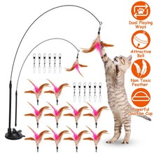 Load image into Gallery viewer, Cat Feather Wand Rod with 12 Pieces Feather Replacements for Cats