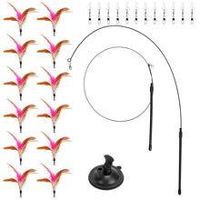 Load image into Gallery viewer, Cat Feather Wand Rod with 12 Pieces Feather Replacements for Cats