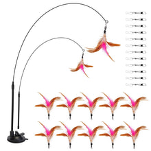 Load image into Gallery viewer, Cat Feather Wand Rod with 12 Pieces Feather Replacements for Cats