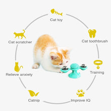 将图片加载到图库查看器,Cat Windmill Toy Funny Massage Rotatable Cat Toys With Catnip LED Ball Teeth Cleaning Pet Newest Windmill Cat Toy with LED and Catnip Ball Cat Turntable Teasing Interactive Toy with a Suction Cup Base Can be Cleaned Rotary Massage Tickle Anti-bite Toy