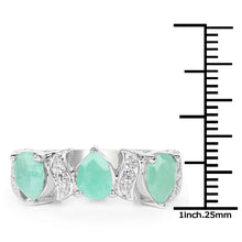 Load image into Gallery viewer, 1.87 Carat Genuine Emerald and White Topaz .925 Sterling Silver Ring