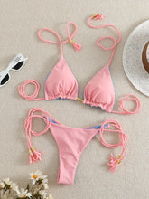 将图片加载到图库查看器,New Festival Flame Halter Bikini Set for Women – Triangle V-Neck Backless Two-Piece Swimsuit with Tie Side Bottoms & Adjustable Lace-Up Fit – Sleek Polyamide Swimwear for Koningsdag/King’s Day & Summer Beach Celebrations