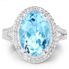 Load image into Gallery viewer, 8.15 Carat Genuine Blue Topaz and White Topaz .925 Sterling Silver Ring