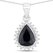 Load image into Gallery viewer, 2.09 Carat Genuine Blue Sapphire and White Diamond 14K White Gold Pendant