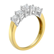 Load image into Gallery viewer, 14KT Two Toned Gold 5 Stone Diamond Ring (1 cttw, H-I Color, SI1-SI2 Clarity)