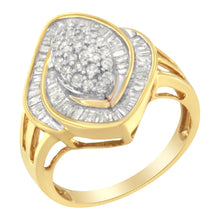 Load image into Gallery viewer, 10K Yellow Gold Diamond Cluster Ring (3/4 Cttw, J-K Color, I2-I3 Clarity) - Size 6