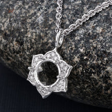 Load image into Gallery viewer, 0.14 Carat Genuine White Diamond 14K White Gold Semi Mount Pendant - holds 8.00mm Round Gemstone