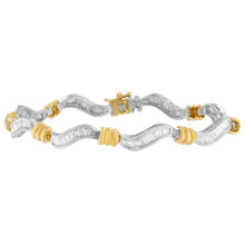 将图片加载到图库查看器,Original Classics 10K Two-Tone Gold Baguette Cut Diamond Spiral Bracelet (2.00 cttw, H-I Color, I1-I2 Clarity)