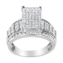 Load image into Gallery viewer, 14K White Gold 2.0 Cttw Mixed-Cut Diamond Rectangle Invisible-Set Composite Cluster Ring with Bar- and Channel-Set Band (H-I Color, SI2-I1 Clarity) - Size 5