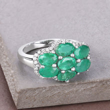 将图片加载到图库查看器,3.33 Carat Genuine Zambian Emerald and White Zircon .925 Sterling Silver Ring