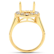 将图片加载到图库查看器,0.42 Carat Genuine White Diamond 14K Yellow Gold Semi Mount Ring - holds 11x9mm Oval Gemstone