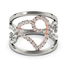 Load image into Gallery viewer, Heart Motif Filigree Style Diamond Ring in 14k White And Rose Gold (1/4 cttw)
