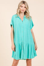 Load image into Gallery viewer, New Summer Linen Blend Button Down Shirt Mini Dress For Women β Fluttering, Casual, Timeless and Versatile Wardrobe Staple