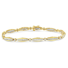 Load image into Gallery viewer, 14K White Gold 1-1/2 Cttw Round Brilliant-Cut & Baguette Cut Diamond Bezel and Tapered Link 7" Tennis Bracelet (H-I Color, I1-I2 Clarity)