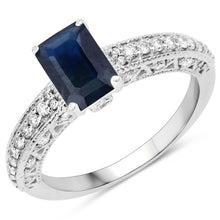 Load image into Gallery viewer, 1.55 Carat Genuine Blue Sapphire and White Diamond 14K White Gold Ring (I Color, SI Clarity)