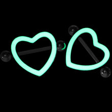 Load image into Gallery viewer, 3/4 Green Glow in the Dark Valentine Heart Nipple Shield Set