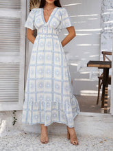 Load image into Gallery viewer, Elegant Printed V-Neck Short Sleeve Maxi Dress Beautiful Casual Women Long Dress