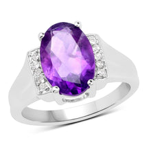 Load image into Gallery viewer, 3.12 Carat Genuine Amethyst and White Topaz .925 Sterling Silver Ring