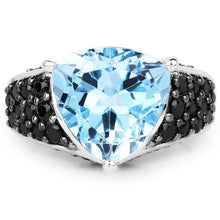 Load image into Gallery viewer, 5.49 Carat Genuine Blue Topaz and Black Spinel .925 Sterling Silver Ring