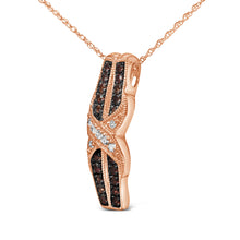 Load image into Gallery viewer, 10K Rose Gold 1/4 Cttw White and Chocolate Brown Diamond Infinity Twist Pendant Necklace (I-J Color, I1-I2 Clarity)