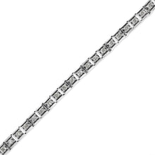 Load image into Gallery viewer, .925 Sterling Silver 1.0 Cttw Diamond Square Hybrid Link 7" Tennis Bracelet (I-J Color, I2-I3 Clarity)