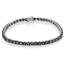 将图片加载到图库查看器,Black Rhodium Plated .925 Sterling Silver 1.0 Cttw Diamond Miracle Tennis Bracelet (Enhanced Blue Color, I3 Clarity) - 7"