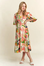 Load image into Gallery viewer, New Summer Floral V-Neck Puff Sleeve Midi Dress For Women – Feminine, Charming, Elegant, Eye-Catching, Perfect for Any Occasion