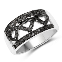 Load image into Gallery viewer, 0.32 Carat Genuine Black Diamond .925 Sterling Silver Ring