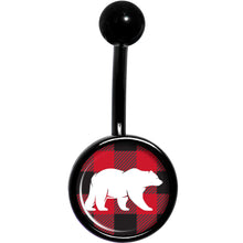 将图片加载到图库查看器,Red Black Plaid Polar Bear Black Belly Ring