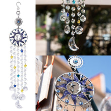 将图片加载到图库查看器,Chandelier Wind Chimes Turkish Blue Evil Eye Moon Sun Star Sun-catcher Rainbow Maker Wind Chimes Wall Hanging Crystal Prisms Hanging Pendant Home Decor Gifts Blessing Protection Decoration
