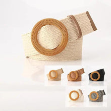 Load image into Gallery viewer, Charming Women Waist Belt Classic Round Wooden Buckle Casual Design Dress Women Buckle Waist Dress Band