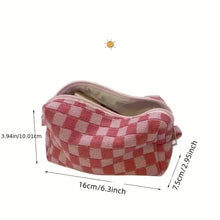 Load image into Gallery viewer, Checkered Pattern Zipper Makeup Bag