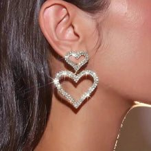 Load image into Gallery viewer, Chic Double Heart Rhinestone Stud Earrings