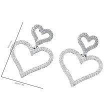 Load image into Gallery viewer, Chic Double Heart Rhinestone Stud Earrings