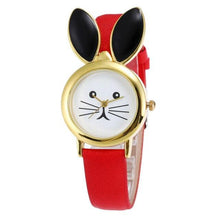 Load image into Gallery viewer, Children Cute Rabbit Leather Strap Casual Wrist Watches Fashion Big Rhinestone Dial Student Quartz Watch Simple Leather Quartz Watches Ultra-Thin Analog Watches For Girls Student